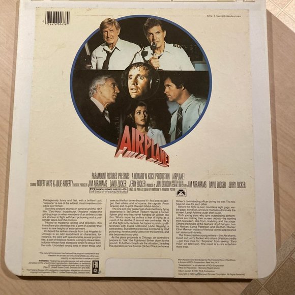 AIRPLANE VIDEODISC RCA SELECTAVISION - Picture 2 of 2